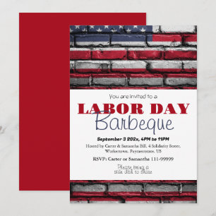Arbetsdagen BBQ Party Worker Patriotic American fl Inbjudningar