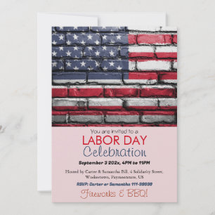 Arbetsdagen BBQ Party Worker Patriotic American fl Inbjudningar