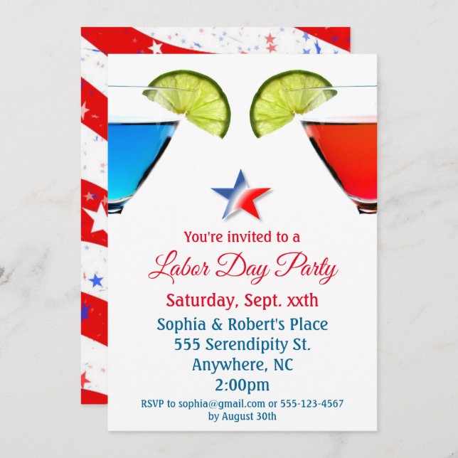 Arbetsdagen Cocktail Party Inbjudningar (Fram/baksida)