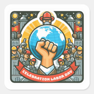 Arbetsdagen Firande Stickers Fyrkantigt Klistermärke