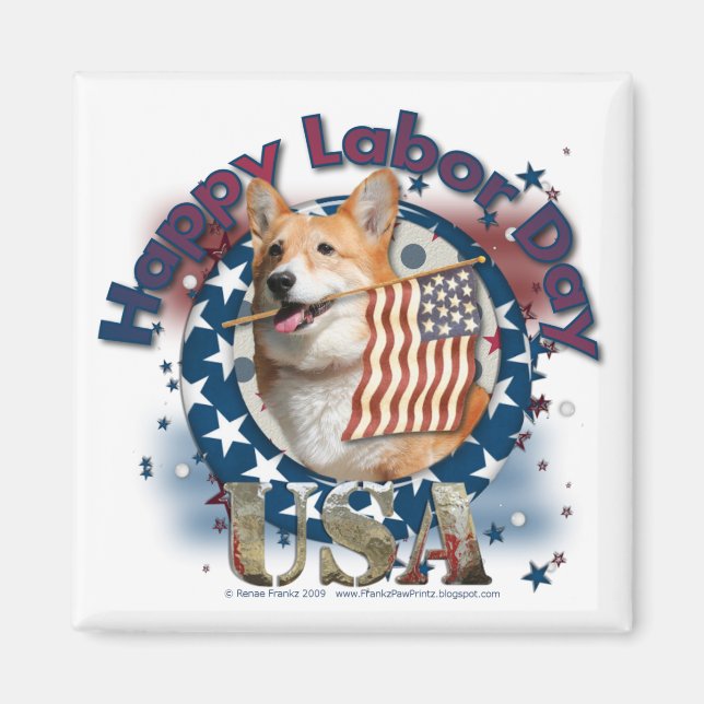 Arbetsdagen - Flagga Wave - Corgi - Owen Magnet (Framsidan)