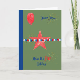 Arbetsdagen, Grönt med Star, Balloon, Faux Glitter Kort