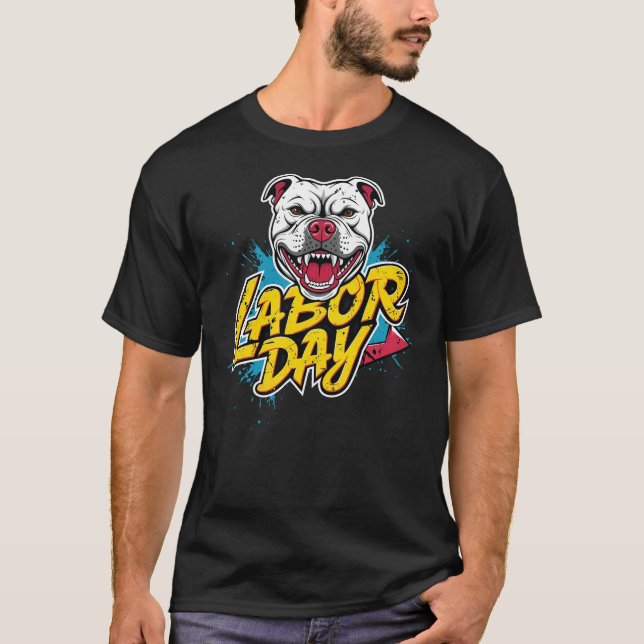 Arbetsdagen Hund Smile ansikte T Shirt (Framsida)