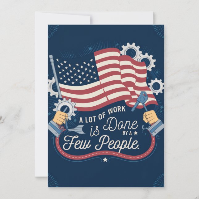 Arbetsdagen: Mycket arbete utfört av ett fåtal Tack Kort (Framsida)