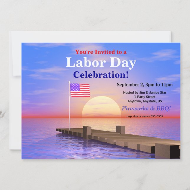 Arbetsdagen Party US-Flagga på dockan Inbjudningar (Framsida)