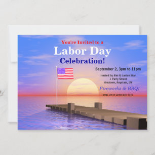 Arbetsdagen Party US-Flagga på dockan Inbjudningar