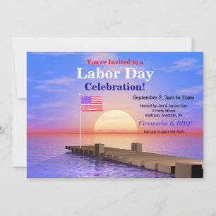 Arbetsdagen Party USA:s Flagga på Dock Inbjudningar
