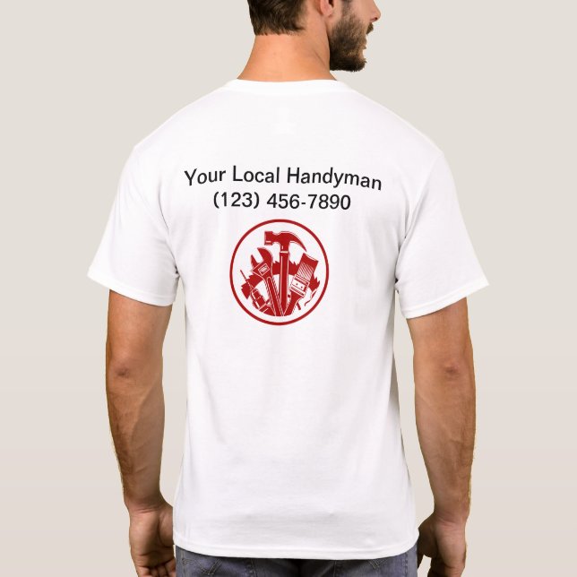Arbetsflöden för lokal Handyman budgeterad Logotyp T Shirt (Baksida)