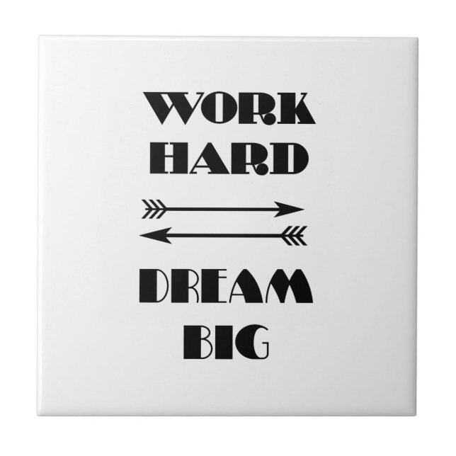 ARBETSHÅRDA DREAM BIG-citattext svart och vit Kakelplatta (Framsidan)