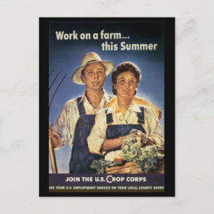 Arbetsinsats i krig - poster arbete - Skörd-kåren Vykort
