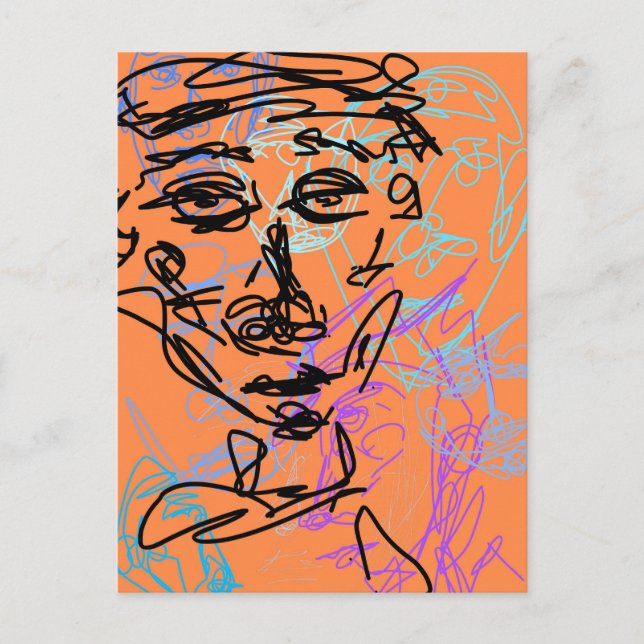 Arbetskiss för funky - radbyte - uppdelat rum vykort (Framsida)