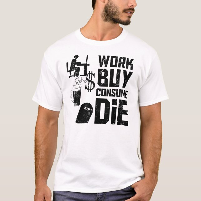 Arbetsköp konsumerar matrisen tee shirt (Framsida)