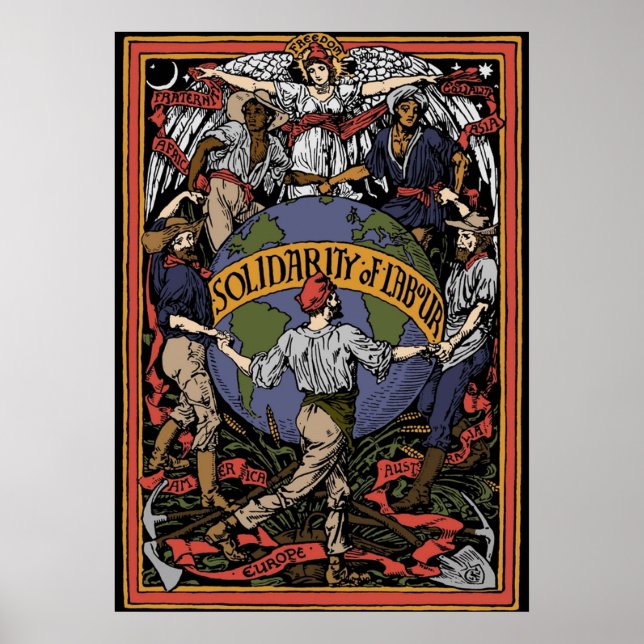 Arbetskraftens solidaritet i Färg Walter Crane Soc Poster (Framsidan)