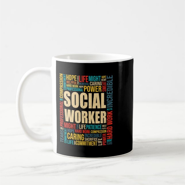 Arbetsmomon för arbetsavskrivning för social Vinta Kaffemugg (Vänster)