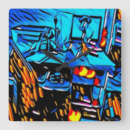 Arbetsplats Lunch Konst Fyrkantig Klocka