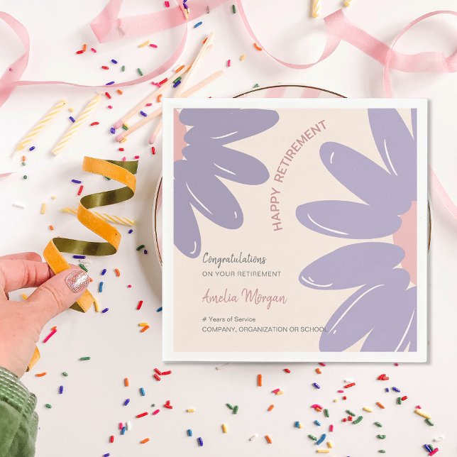 Arbetstagarpersonal Lycklig Pension Party Pappersservett (Flower Employee Staff Happy Retirement Party Napkins)