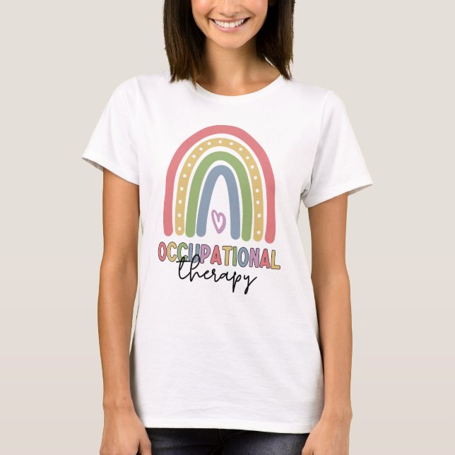 Arbetsterapeut OT Terapeut Regnbåge T Shirt (Framsida)