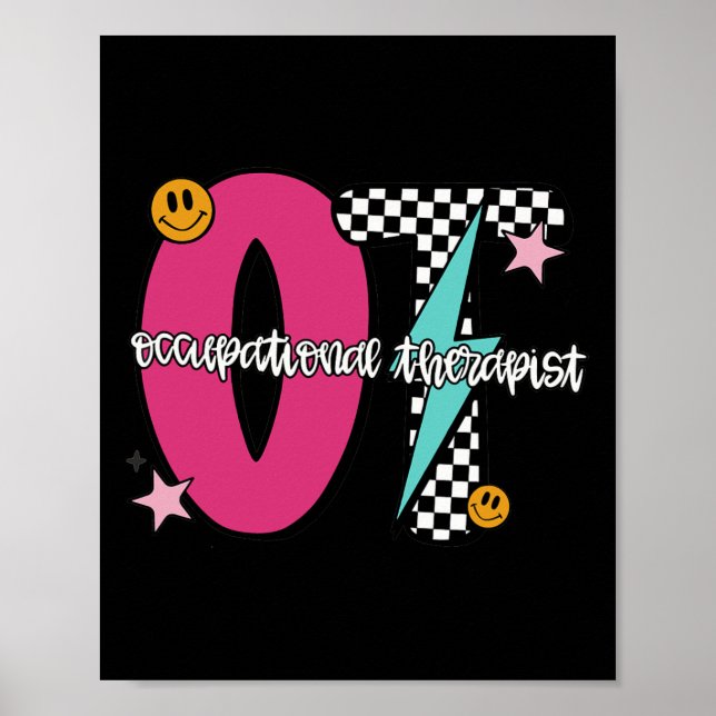 Arbetsterapeut Retro Rutig Ot Examen Poster (Framsidan)