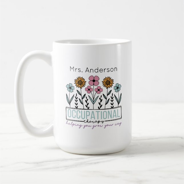 Arbetsterapeut Vildblommor Lärare Namn Kaffemugg (Vänster)