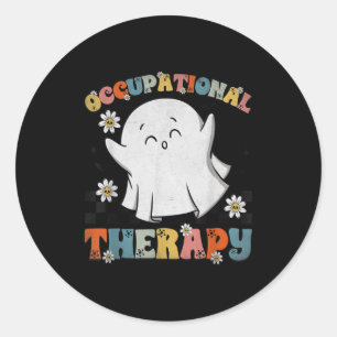 Arbetsterapi Halloween Retro Spöke Arbetsterapeut Runt Klistermärke