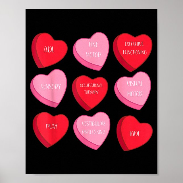 Arbetsterapi Hjärtgodis Alla Hjärtans Dag Ot  Poster (Framsidan)