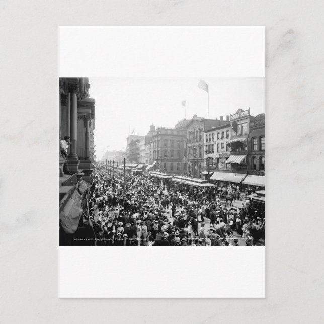 Arbetstid Crowd, Buffalo, NY: 1900 Vykort (Framsida)