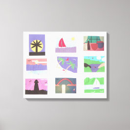 Arbetsyta med färgfulla scener canvastryck