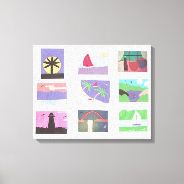 Arbetsyta med färgfulla scener canvastryck (Framsida)