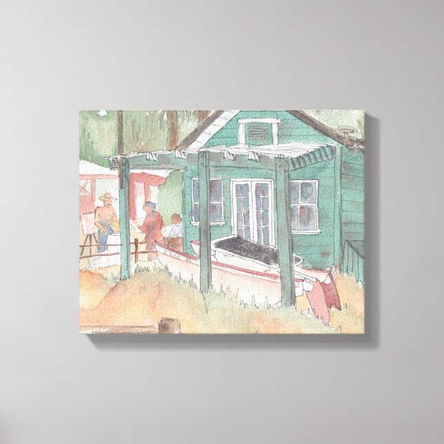 Arbetsyta (Watercolor Sketch/Crystal Cove) Canvastryck (Framsida)