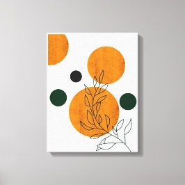 Arbetsytan gult Abstrakt Minimalistisk Löv Canvastryck