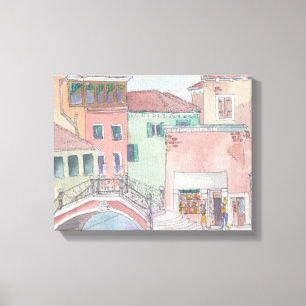 Arbetsytan "Watercolor Sketch/Venedig Italien" Canvastryck