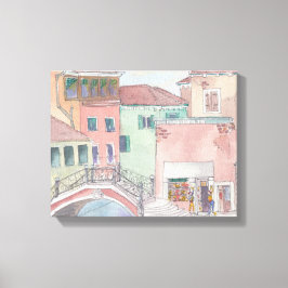 Arbetsytan "Watercolor Sketch/Venedig Italien" Canvastryck