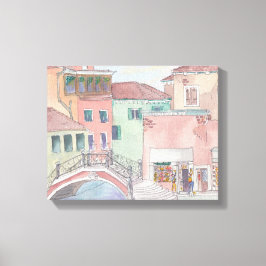 Arbetsytan "Watercolor Sketch/Venedig Italien" Canvastryck