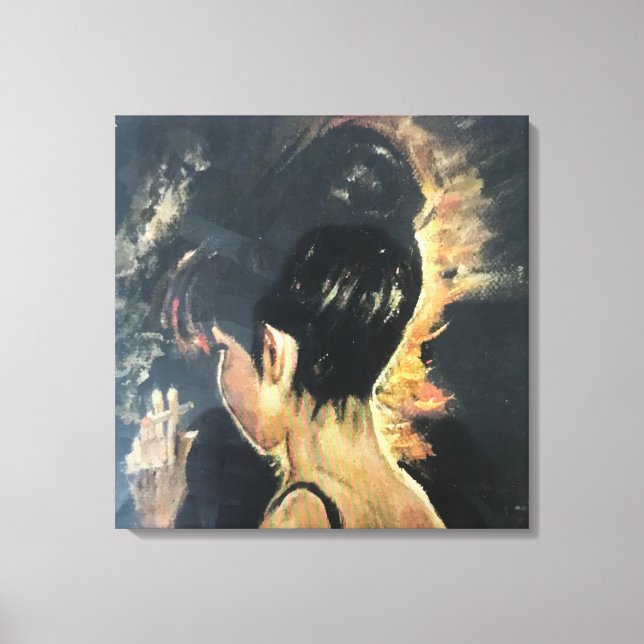 Arbetsytans utskrift av ursprunglig Oljemålning. Canvastryck (Framsida)