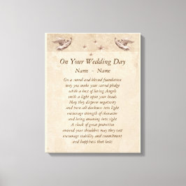 Arbetsytekonst för dikt av personlig Bröllopsdag. Canvastryck