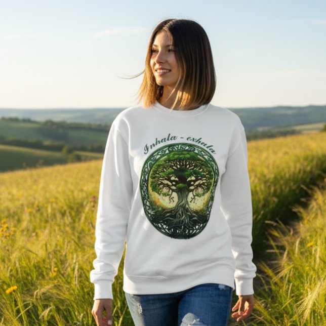 Árbol de la Vida Celta, Inhala - Exhala T Shirt (Inhala Exhala un regalo para ella que ama la libertad, meditación, yoga, reiki)