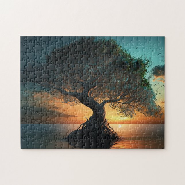 Árbol de la Vida junto al Mar - Puzzle Sereno  Pussel (Horisontell)