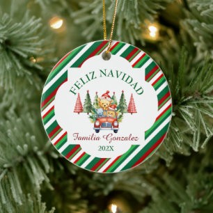 Árbol español de navidad y bosques julgransprydnad keramik
