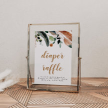 ARBOR Bohemian Feather Greenery Baby Diaper Raffle