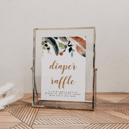 ARBOR Bohemian Feather Greenery Baby Diaper Raffle Poster