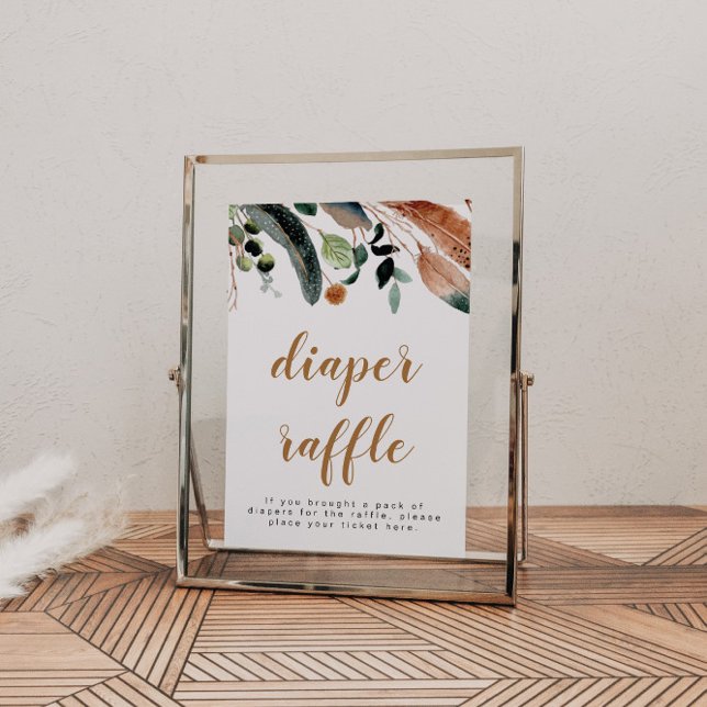 ARBOR Bohemian Feather Greenery Baby Diaper Raffle Poster (Skapare uppladdad)