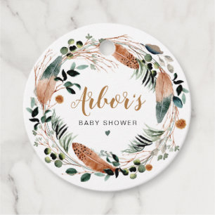 ARBOR Bohemian Feather Greenery WAN Boho Gåvor Etiketter