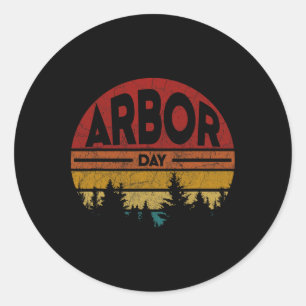 Arbor Day Plant Träd Earth Day Retro Nature Clima Runt Klistermärke