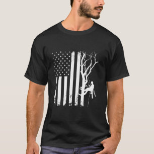 Arborist American Flagga America Träd Surgeon Funn T Shirt