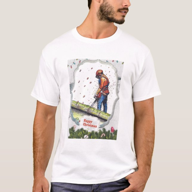 Arborist chainsaw tree surgeon Gift Christmas T Shirt (Framsida)