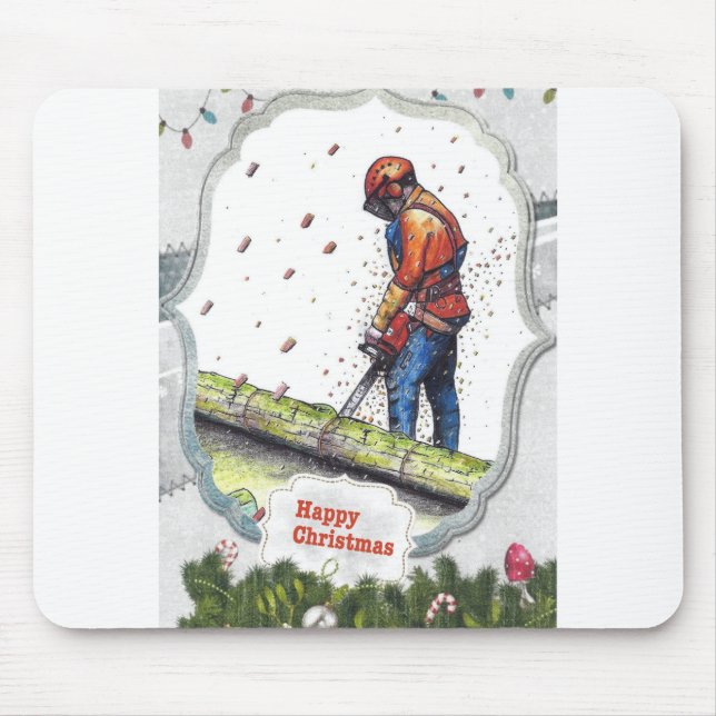 Arborist Chainszon träd-kirurgen Gift-jul Musmatta (Framsidan)