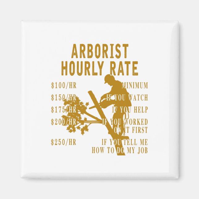 Arborist Hourly Rate Funny Tree Climbing Logger Gi Magnet (Framsidan)
