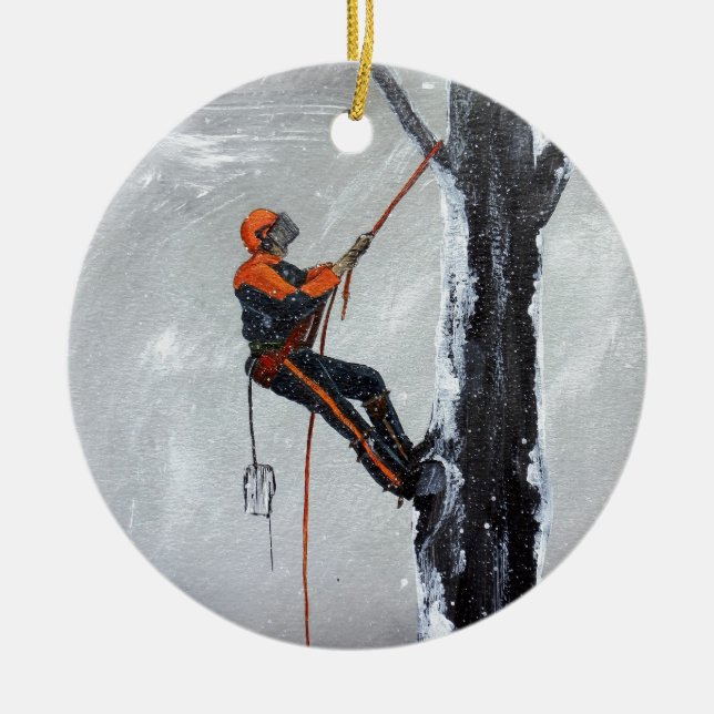 Arborist Long Haul Husqvarna Julgransprydnad Keramik (Framsidan)