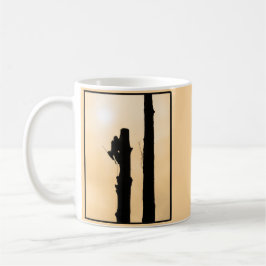 Arborist Silhouette Träd Kliber Sunset Kaffemugg