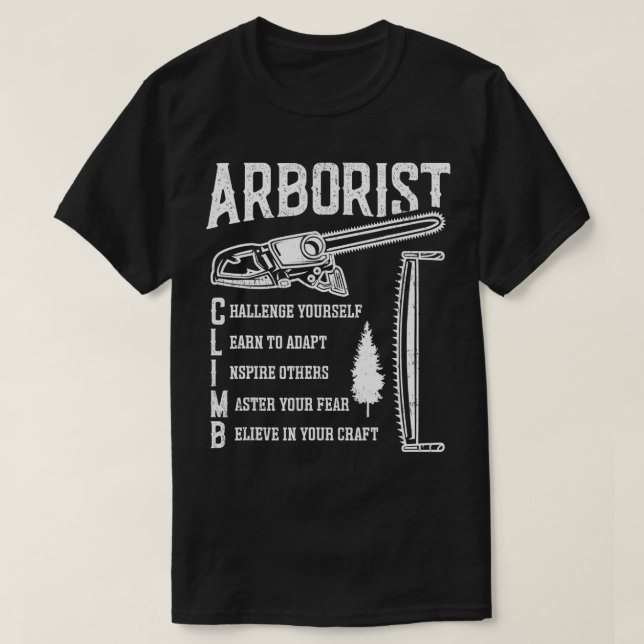 Arborist Träd Kliber Lumberjack T Shirt (Design framsida)